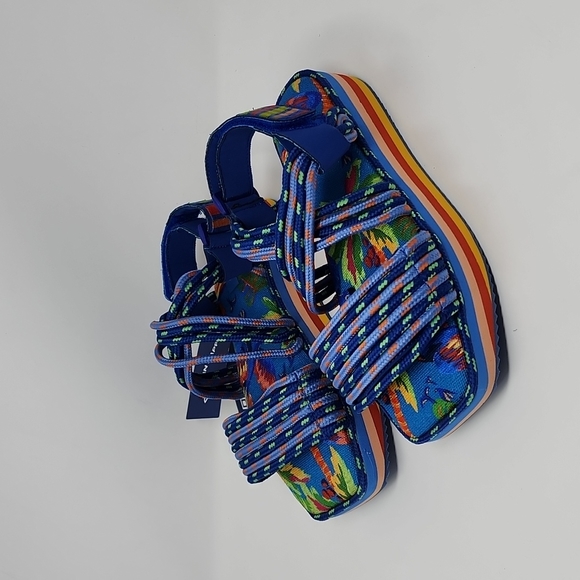 FARM Rio | Shoes | Farm Rio Blue Macaw Platform Sandals | Poshmark